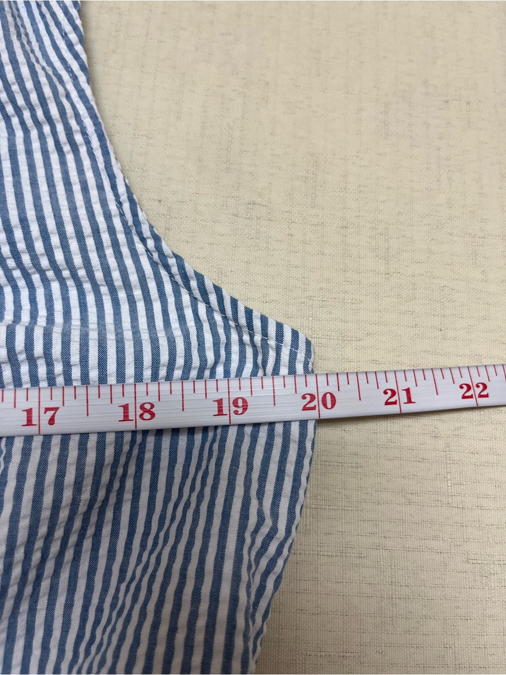 Anne Klein size 12 seersucker blue white midi shirt dress - Picture 6 of 16